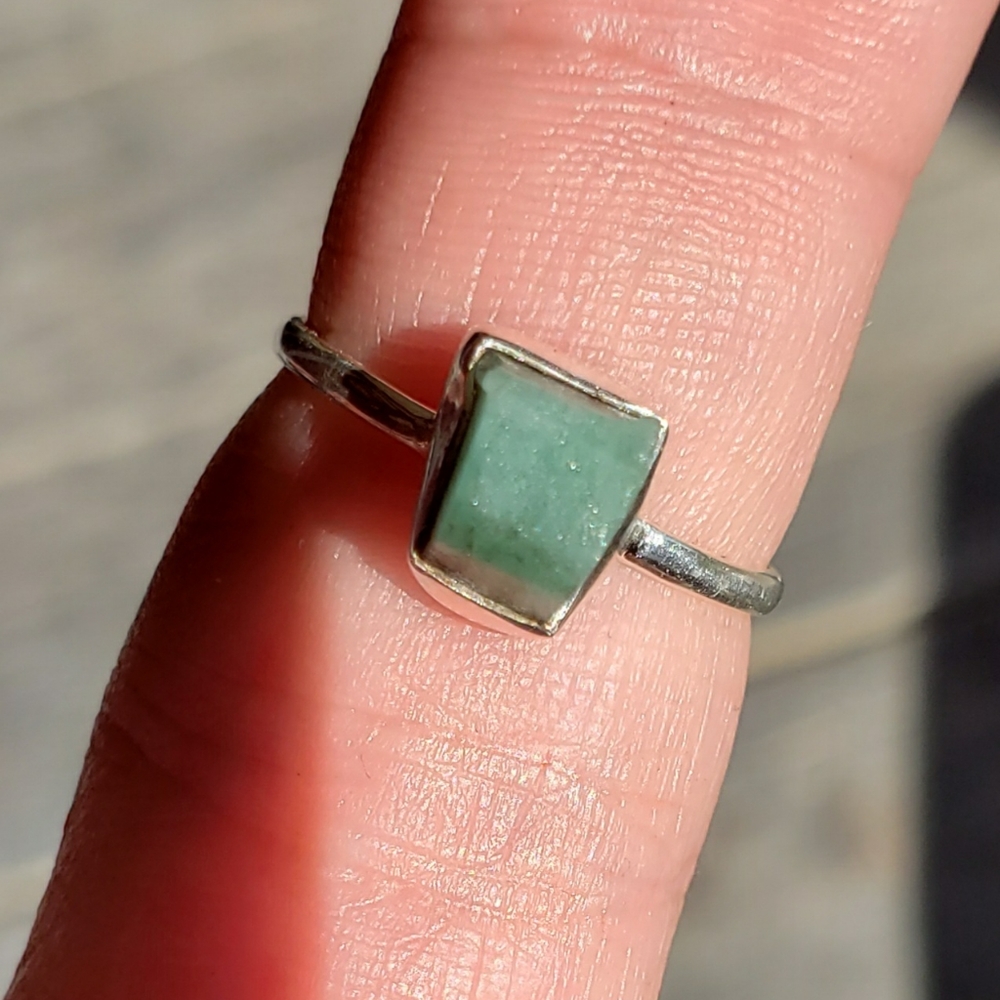 Natural Rough Emerald Ring - Solid 925 Silver - image 8